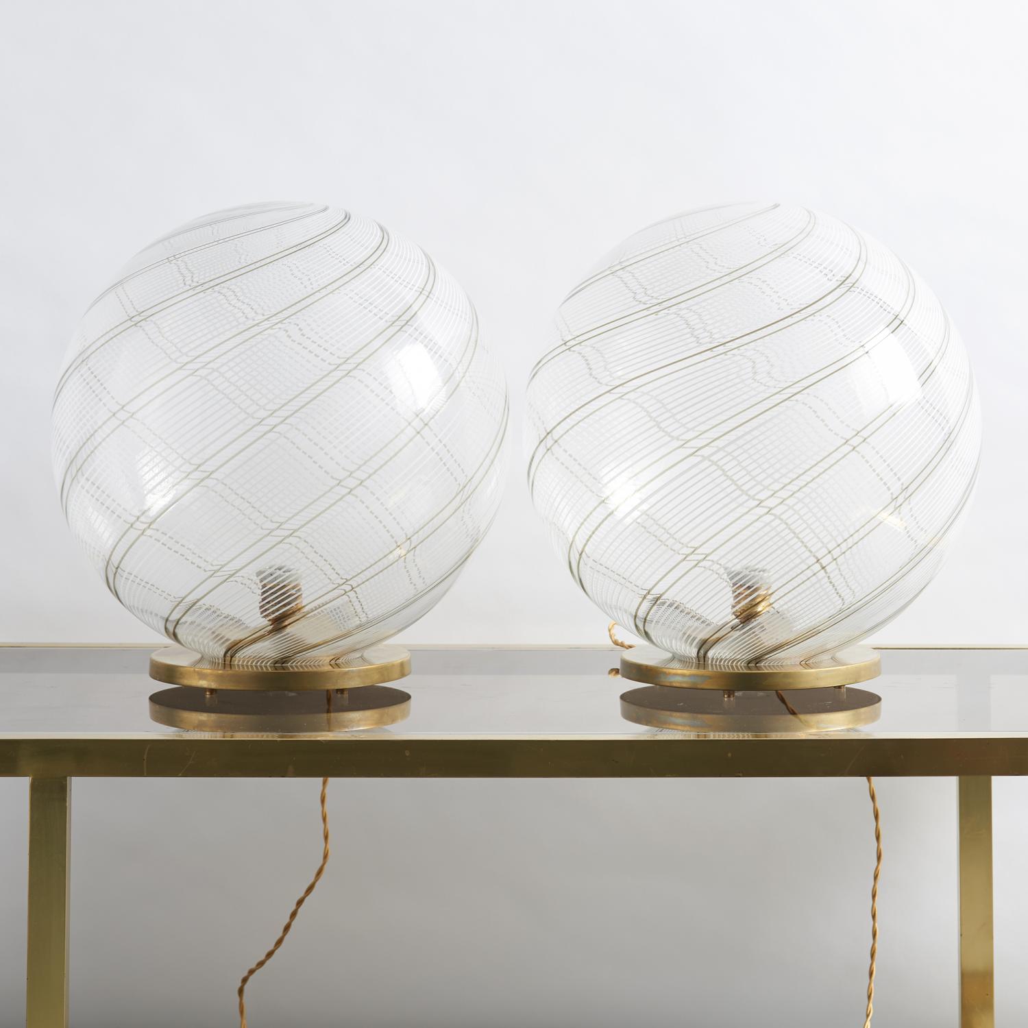 Pair of Venini ball table lamps