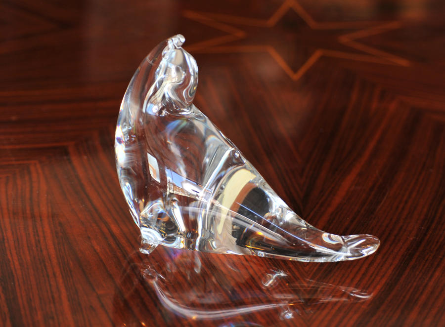 Glass seal sculpture by Michielotto