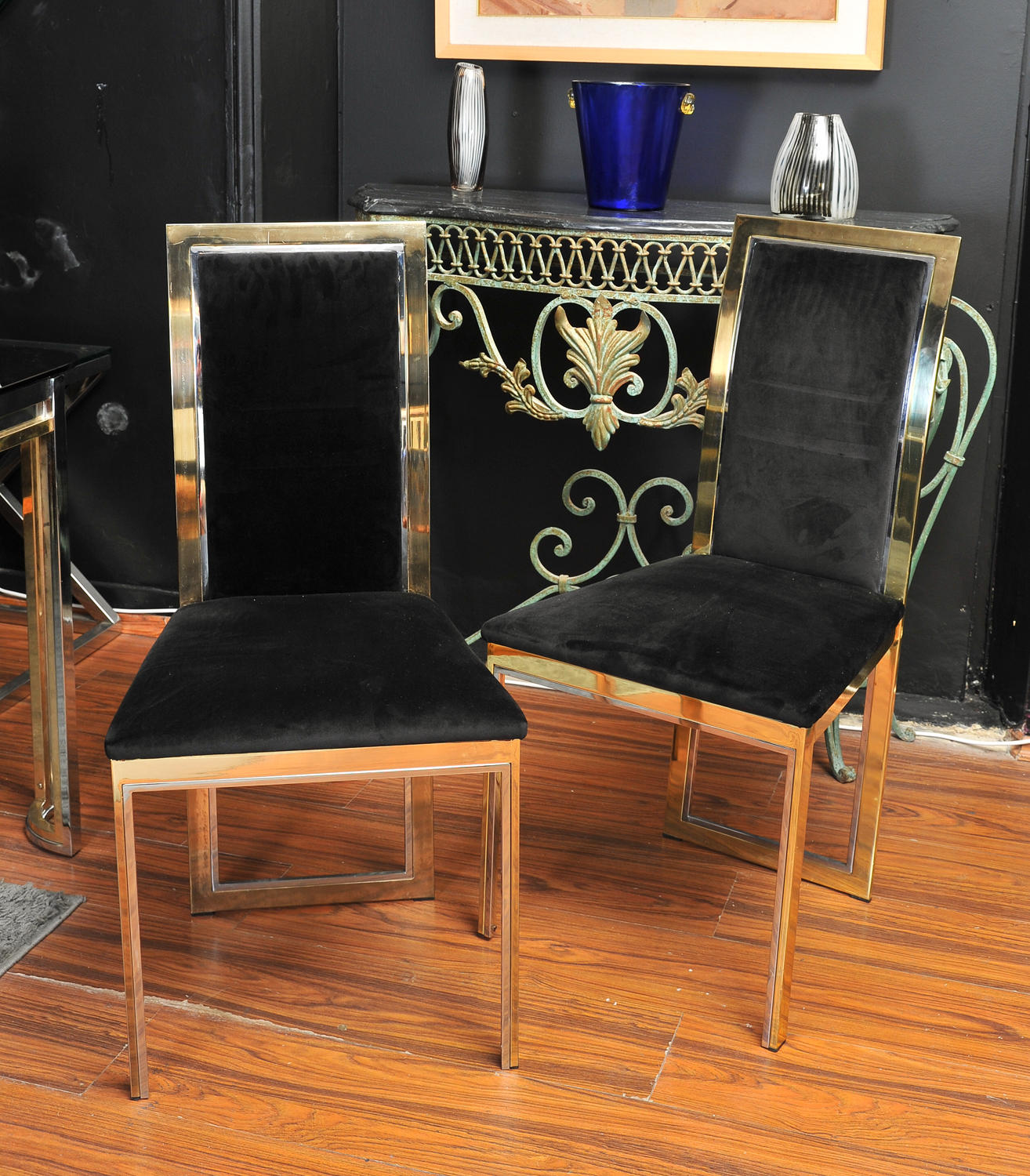 Brass and chrome chairs