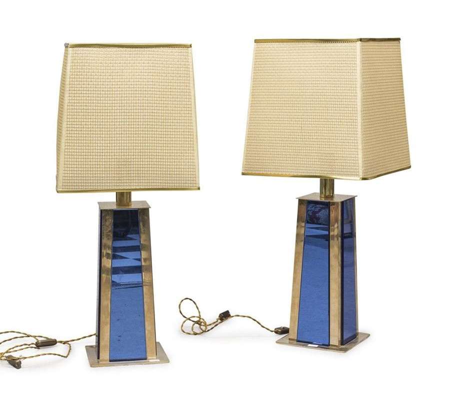 Pair of Janetti mirrored table lamps